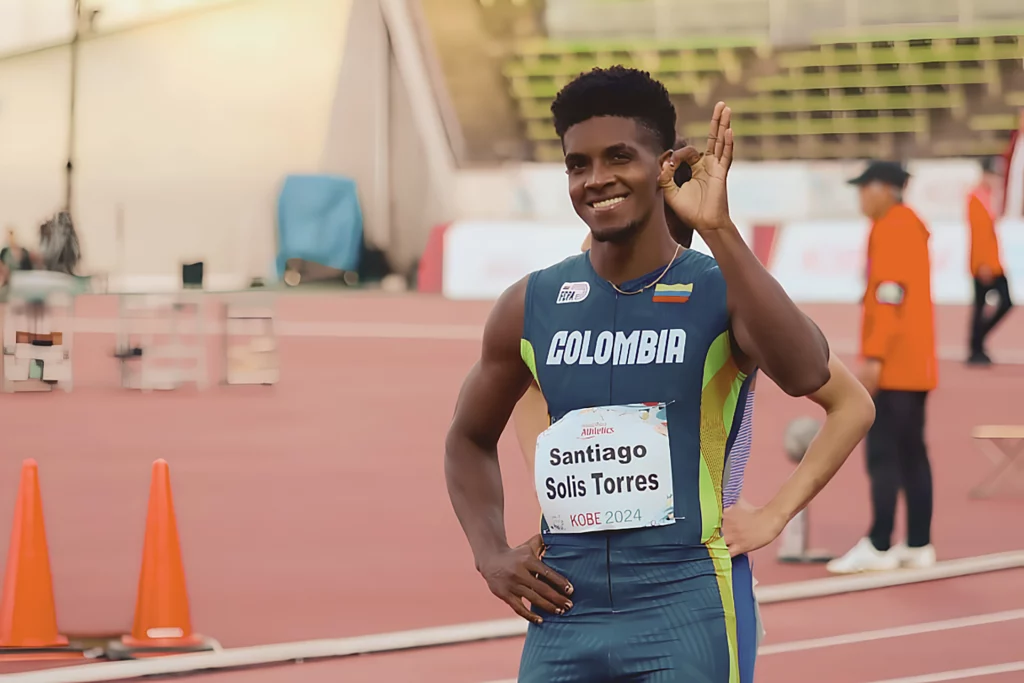Le sprinteur colombien T38 Santiago Solís Torres après une course